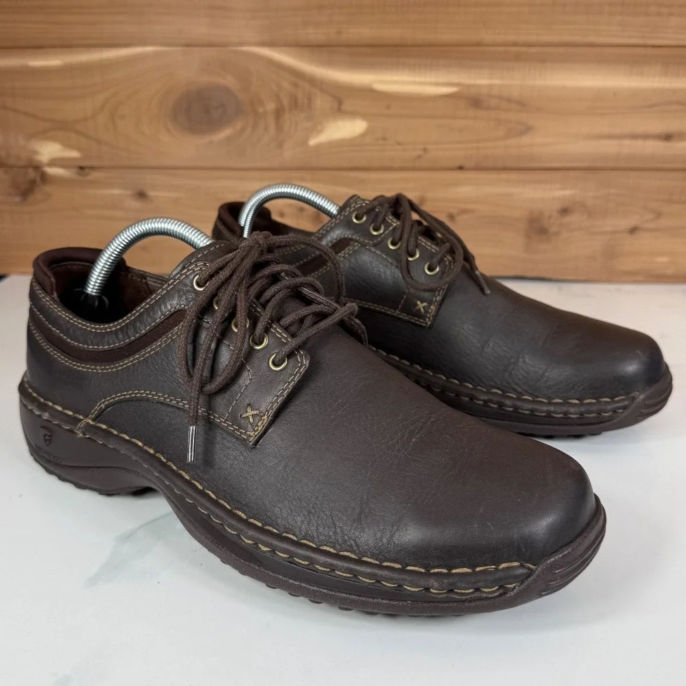Red Wing 4114 Oxford Shoes Mens 9D Worx Mens Dark Brown Leather Lace Up Work